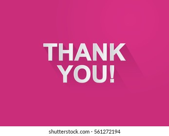 Thank You Typography Paper Art And Craft Style On Pink Background