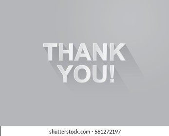 Thank You Typography Paper Art And Craft Style On Gray Background