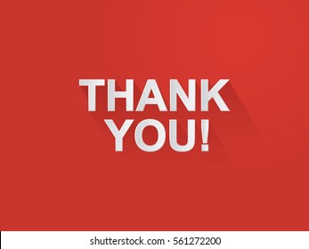 Thank You Typography Paper Art And Craft Style On Red Background