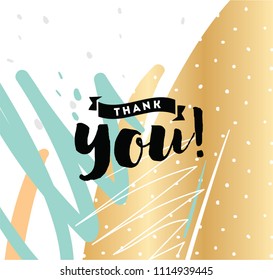 Thank you. Typography for poster, invitation, greeting card or t-shirt. Vector lettering, inscription, calligraphy design. Text background