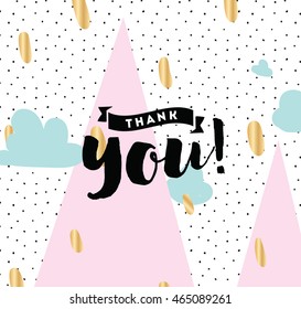 Thank you. Typography for poster, invitation, greeting card or t-shirt. Vector lettering, inscription, calligraphy design. Text background