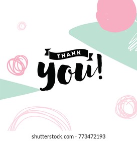 Thank you. Typography for poster, invitation, greeting card or t-shirt. Vector lettering, inscription, calligraphy design. Text background