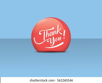 Thank you typography in red circle on blue background