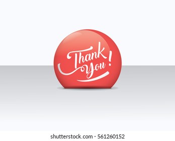 Thank you typography in red circle on white and gray background