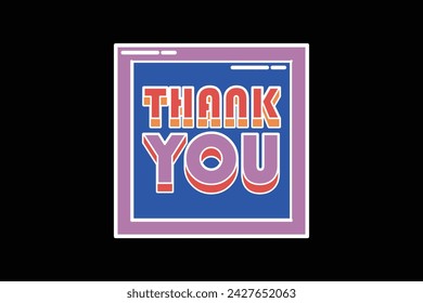 Thank You Typography Retro Sticker Design