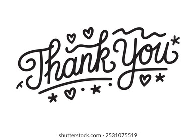 Thank you typography vector illustration design on white background 