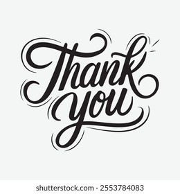 Thank you typography vector with script and handwritten.