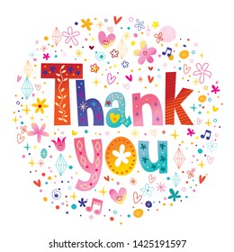 Thank you unique lettering decorative text card