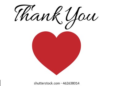 Thank you vector background with red heart.