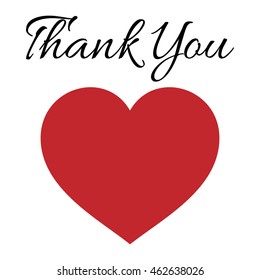 Thank you vector background with red heart.