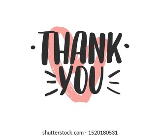 Thank you vector black brush lettering inscription. Gratitude and thankfulness words. Isolated typography print. 