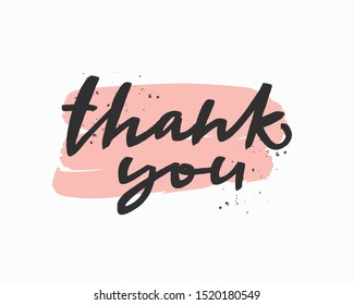 Thank you vector black brush lettering inscription. Gratitude and thankfulness words. Isolated typography print. 