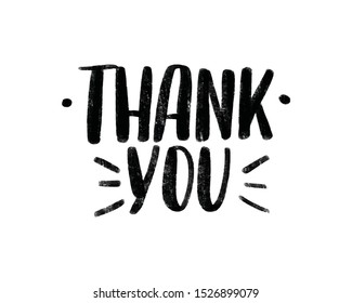 Thank you vector black brush lettering inscription. Gratitude and thankfulness words. Isolated typography print. 