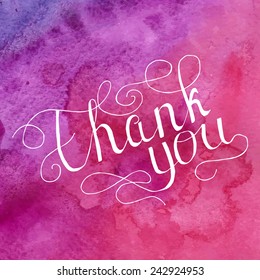 Thank you vector card with hand written text