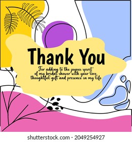 thank you, vector cards of lettering and colorful abstract flowers design