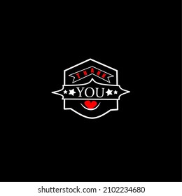 Thank you. Thank you vector, clip art with love and stars icon. Beautiful Greeting Card. Vector illustration for your design.