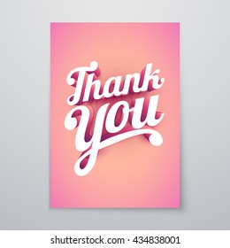 Thank You Vector custom 3d hand lettering typographic poster design.
