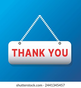 Thank you vector design in gradient color,Thank you hanging sign banner board with decorative rope