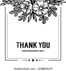 Thank you vector greeting card floral background
