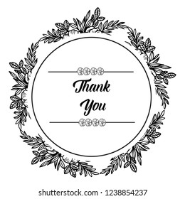 Thank you vector greeting card floral background