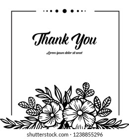 Thank you vector greeting card floral background