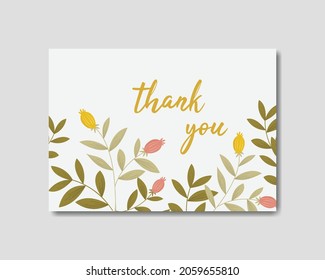 Thank you vector greeting card or postcard. Floral background