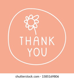 Thank you. Vector hand drawn badge illustration for greeting card, t shirt, sticker, poster design.