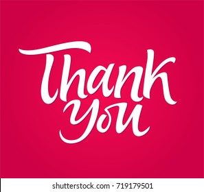 Thank you - vector hand drawn brush pen lettering design message image. Red background. Use this high quality calligraphy for your banners, flyers, cards. The common words of gratitude.