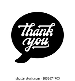 Thank you. Vector hand lettering sticker black speech bubble illustration isolated on white background. - Vector EPS 10