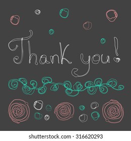 Thank You Vector hand lettering and doodles elements chalkboard background