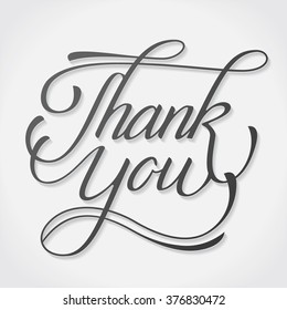 Thank You vector hand written pen classic signature lettering on white background. Thanksgiving greeting card