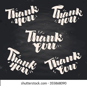 Thank you. Vector handwritten inscription written in chalk on a black board