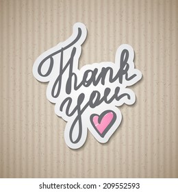 thank you, vector handwritten text with heart