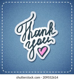 thank you, vector handwritten text with heart