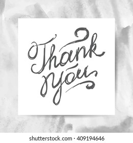thank you, vector handwritten text on watercolor texture