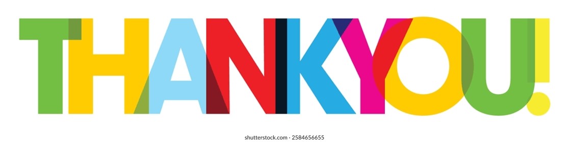 THANK YOU vector icon with overlapping letters.