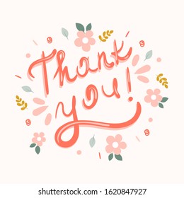 Thank you vector illustration with flowers