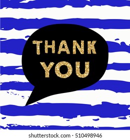 Thank you vector illustration with unique colorful font and speech bubble
