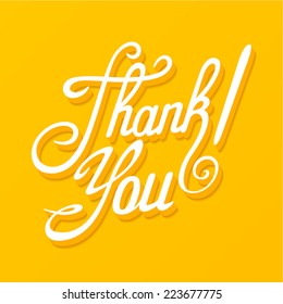 "Thank you". Vector inscription with ornamental elements. Extruded text