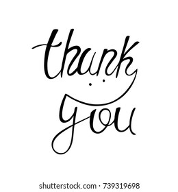 Thank you vector lettering. Handwriting phrase with smile. Inspirational positive quote.
