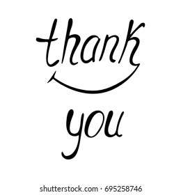 Thank you vector lettering illustration. Hand drawn phrase with smile. 