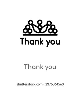 thank you vector line icon. Simple element illustration. thank you outline icon from thanksgiving concept. Can be used for web and mobile
