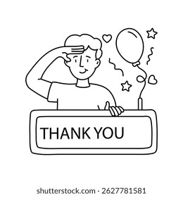 Thank you vector outline illustrations. EPS 10 file