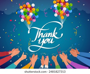 Thank you vector, People cheering, Baloon, and Confetti assets