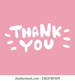 Thank you. Vector phrase on pink background.