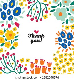 Gracias. Postal vectorial. Flores de primavera.