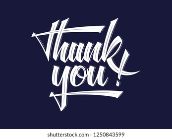 Thank you vector script white on black is a costum hand drawn illustration for any use 