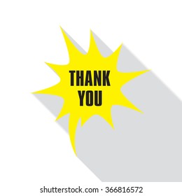 Thank you vector speech bubble in flat design with shadow icons set. 