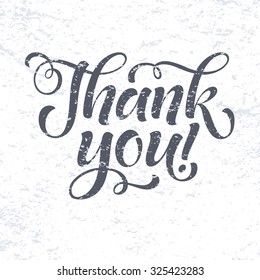 Thank you vector text on texture background. Lettering for invitation, wedding and greeting card, prints and posters. Hand drawn inscription, calligraphic design