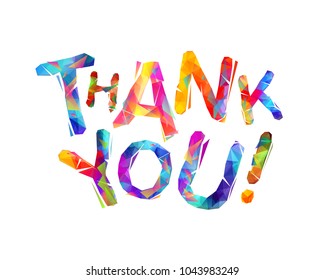 Thank you. Vector triangular colorful geometric letters